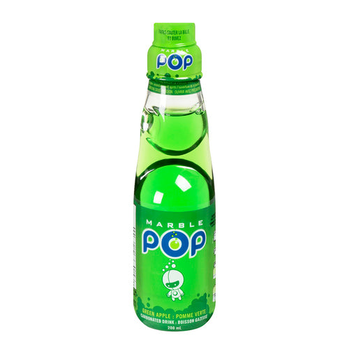 日本弹珠饮料碳酸汽水Marble Pop Green Apple Soda 青苹果味200ml 