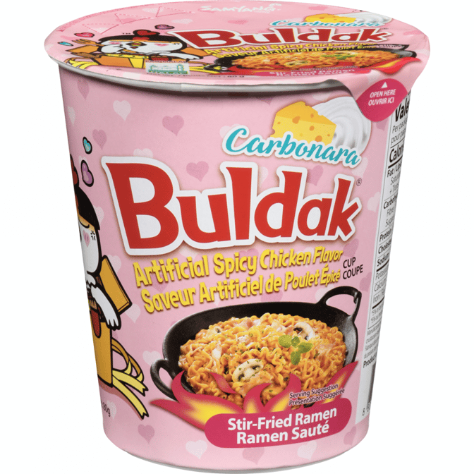 Samyang Buldak Carbonara Hot
Chicken Ramen Noodle Cup (80 g)