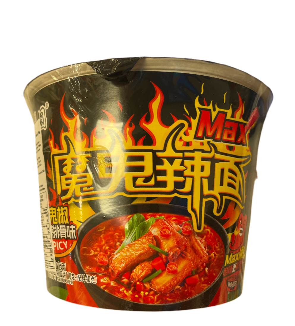 思圆魔鬼辣椒面Max桶（川香辣排骨味）SY Devil’s Chilli Instant Noodles (Sichuan Spicy Pork Ribs Flavour) 150g